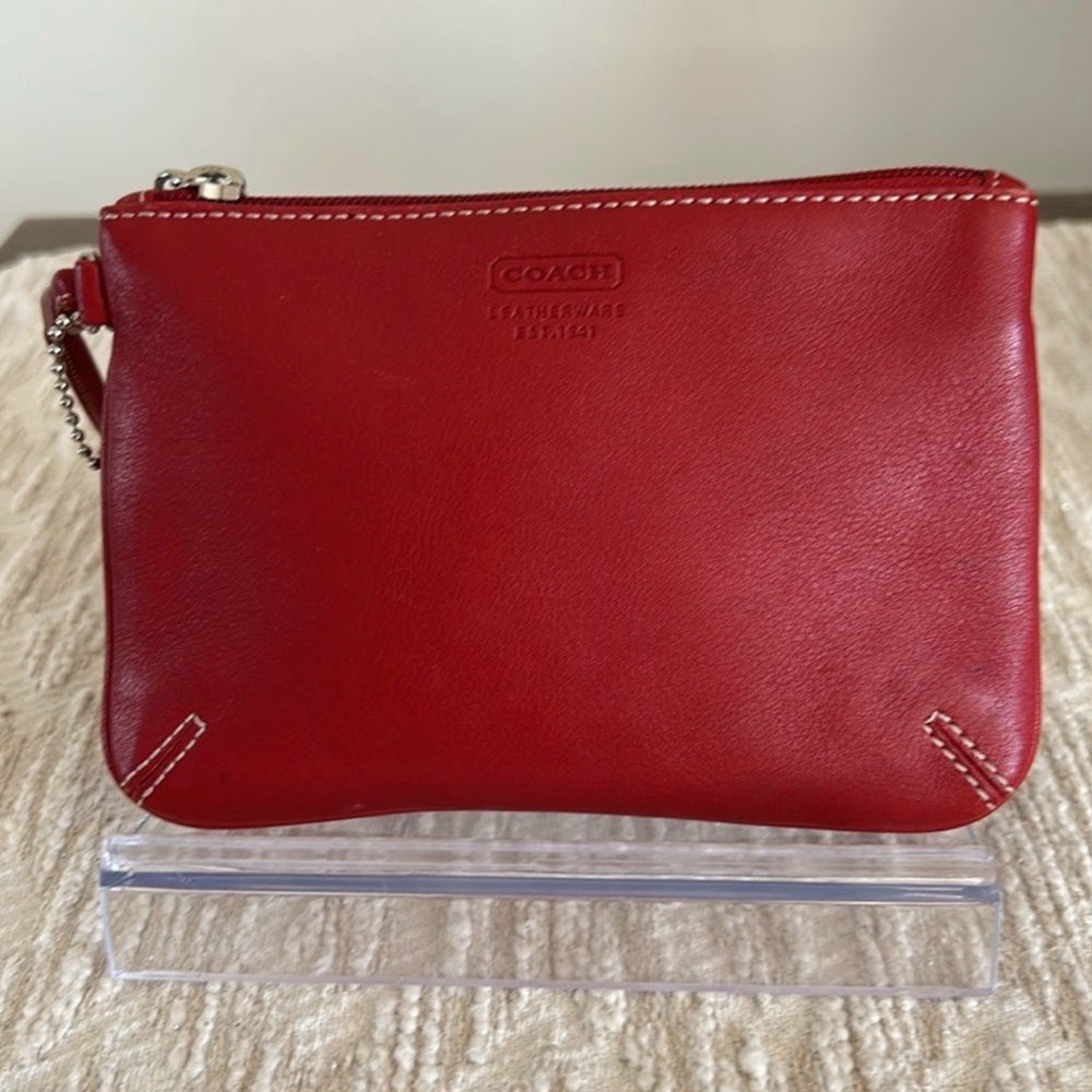 Coach Cherry Red Leather Wristlet - Picture 2 of 8